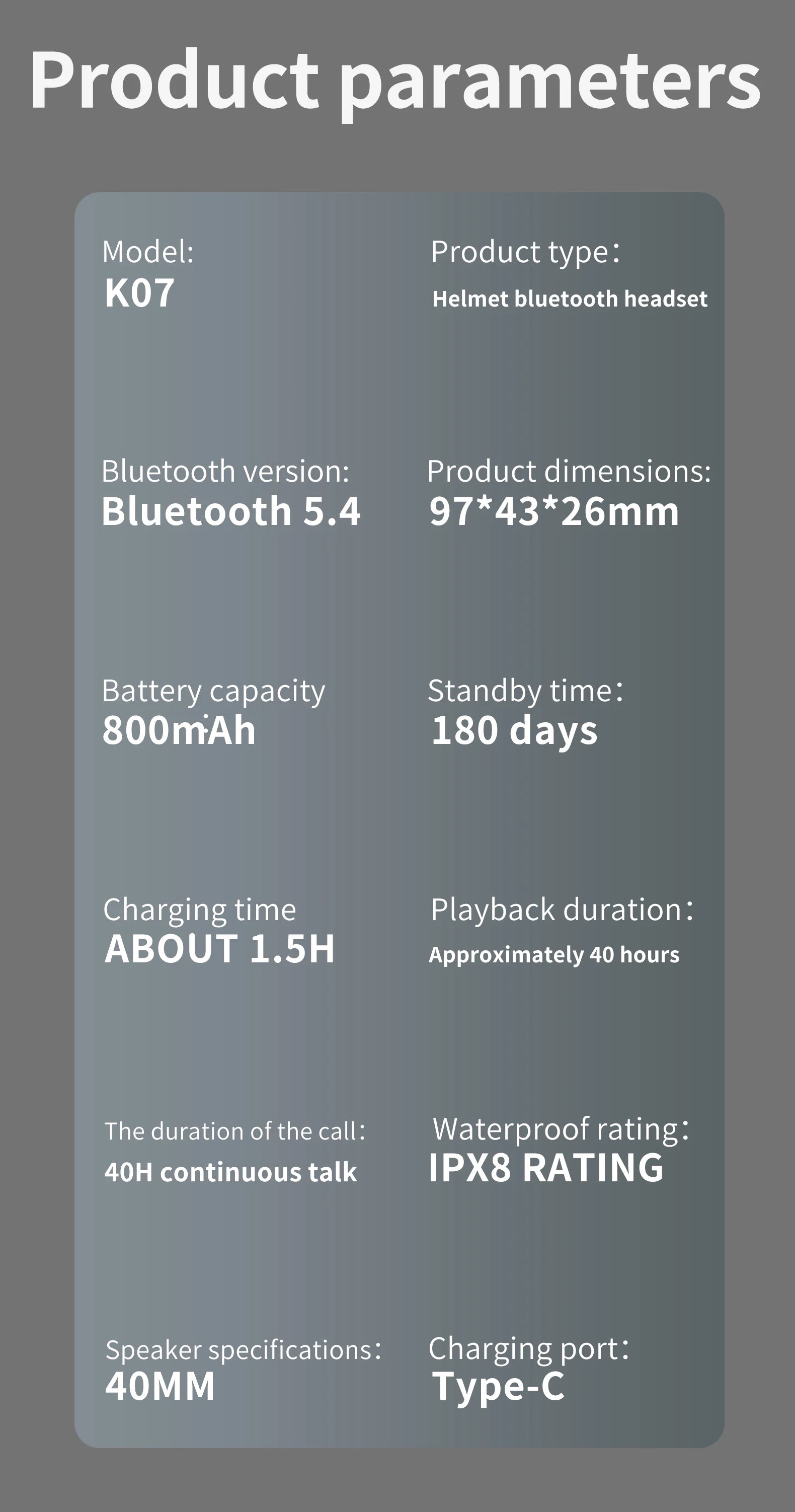 Hands-Free Music Riding Waterproof Noise Cancelling Bluetooth Motorcycle Intercom Helmet Headset