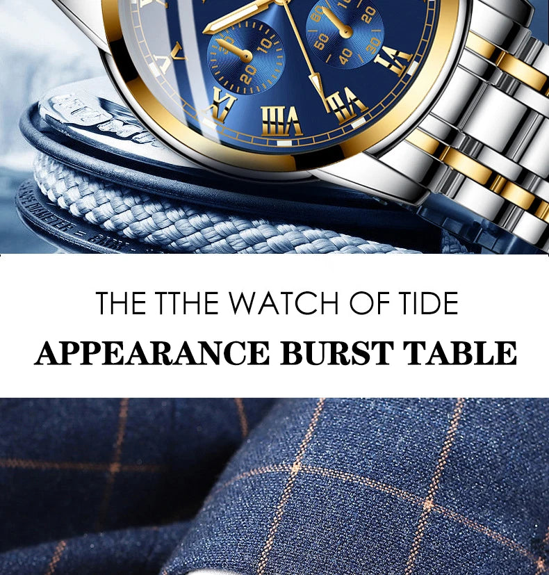 BINBOND 2pcs/Set Couple Watches Fashion Casual Men Ladies for Quartz Watch Lover Waterproof Stainless Steel Watch Valentine Gift