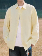 Men's American-style upscale striped shirt, new long-sleeve casual shirt for spring and autumn, stylish and laid-back.