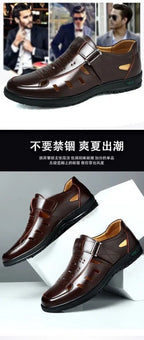 Men Sandals Summer  Cozy Hollow Non-slip Soft Cool Lighted Breathable All-match Classic Wearable Fashion Casual Leather Sandals