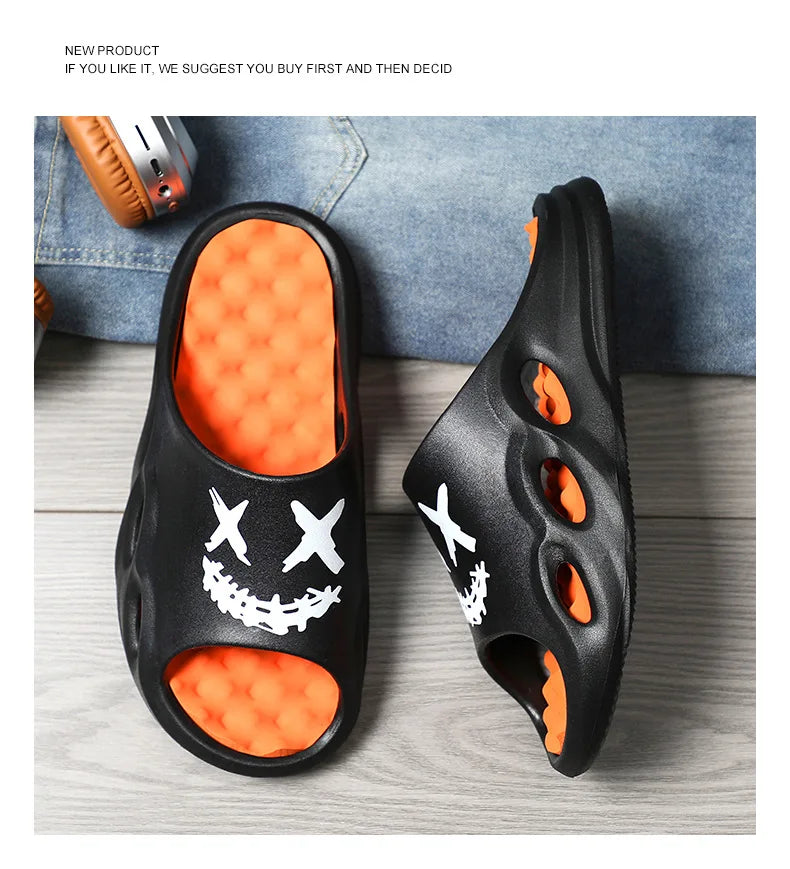 Men Fashion Massage Slippers Indoor/Outdoor Sandals Beach Flip Flop Thick Sole Male Slides Summer Non-Slip Men Shower Slippers