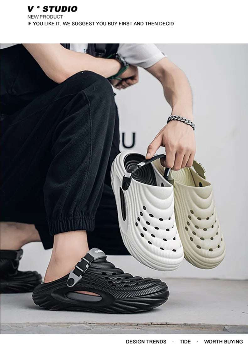 New Men Massage Slippers Slides Indoor Outdoor Sandals Beach Casual Shoes Comfortable Sole Men's Slippers