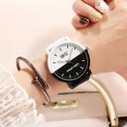 Lovers Watch Intimate Regards Good Morning Good Night Dial Leather Quartz Watch Fashion Trending Black White Case Couple Watches