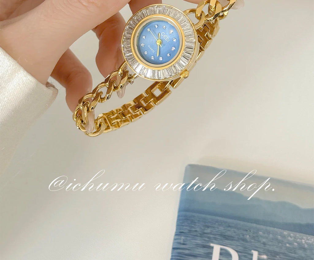 Women's Watches 2025 Luxury Elegant Ladies Wrist Watch Gold Rhinestone Quartz Wristwatch Vintage Female Small Clock reloj mujer