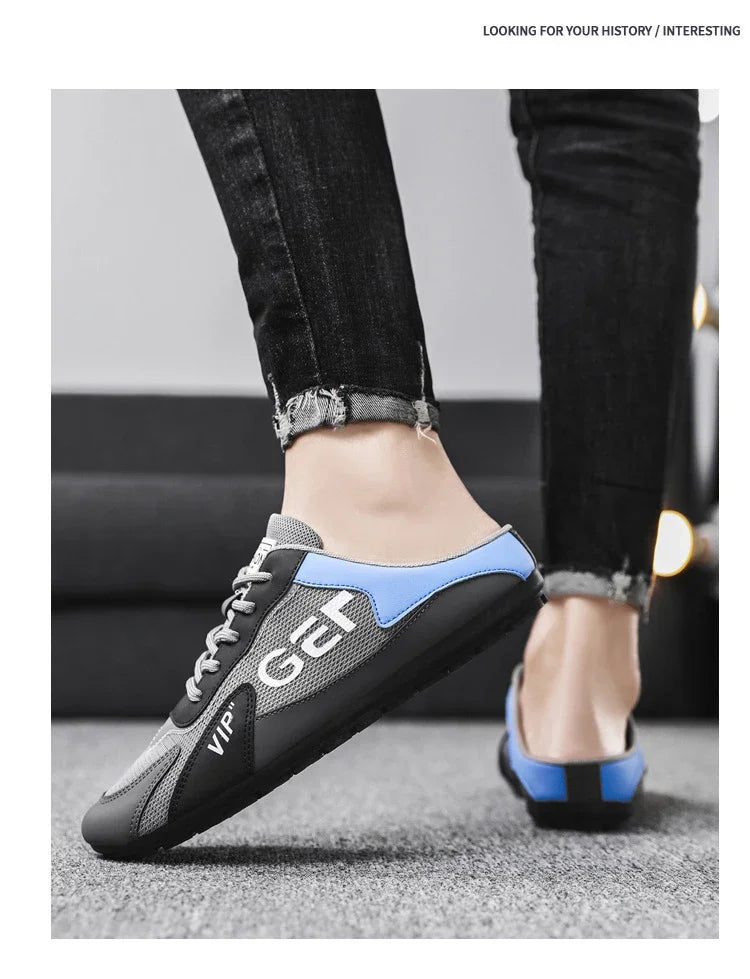 Men Slippers Trend Baotou Shoes for Men Summer Breathable Casual Shoe Vulcanized Flats Male Sneakers Half Slip-on Shoes