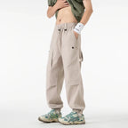 Men's outfit pants are versatile, trendy, loose, straight-leg outdoor work pants and trendy brand tight-fitting windbreakers