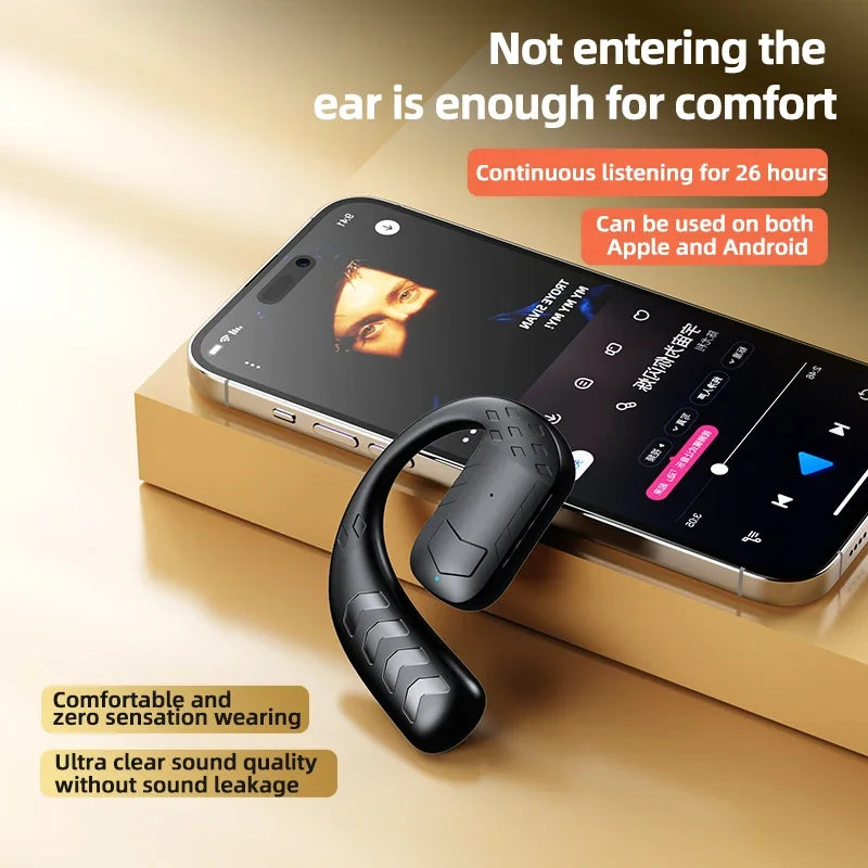 Handsfree Headset Bluetooth Noise Canceling Sports Waterproof Compatible HiFi Stereo Ear Hook Wireless Single Earphone Driving