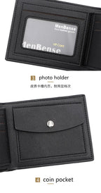 Slim Men Wallets New Short Zipper Card Holder Photo Holder Male Purse Simple Coin Pocket High Quality PU Leather Men's Wallet