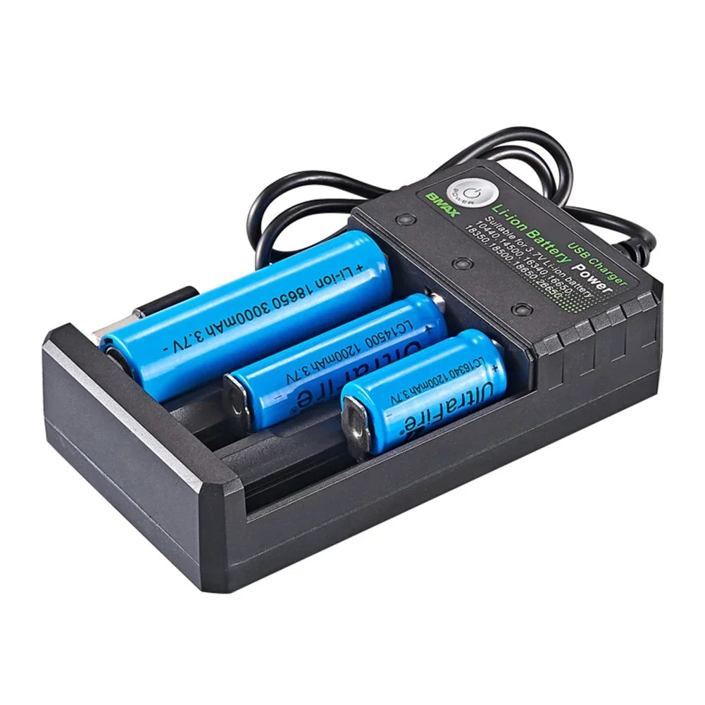 Smart 18650 Charger 3 Slots 4.2V Li-ion Battery USB Independent Charging 18650 18500 14500 16650 26650 Lithium Battery Charger