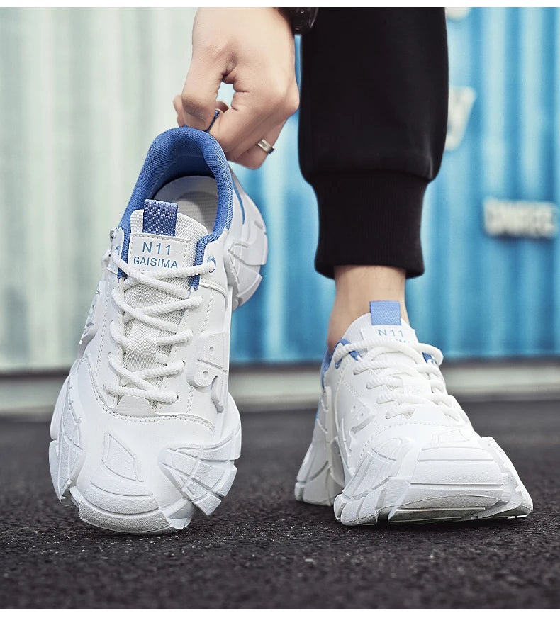 Men's Shoes 2025 Spring New Large-size Outdoor Casual Sneakers Men Thick-soled Trendy Shoes Shock-absorbing Anti-slip