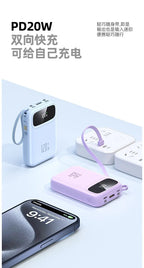 120W Power Bank Super Fast Charging 20000mAH Large Capacity 4 Cables Portable 22.5W Mobile Source Battery Mini