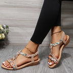 Sandals Woman Summer 2023 Fashion Comfortable Weave Slippers Beach Bohemian Slides Ladies Flats Sandals Rome Shoes for Women