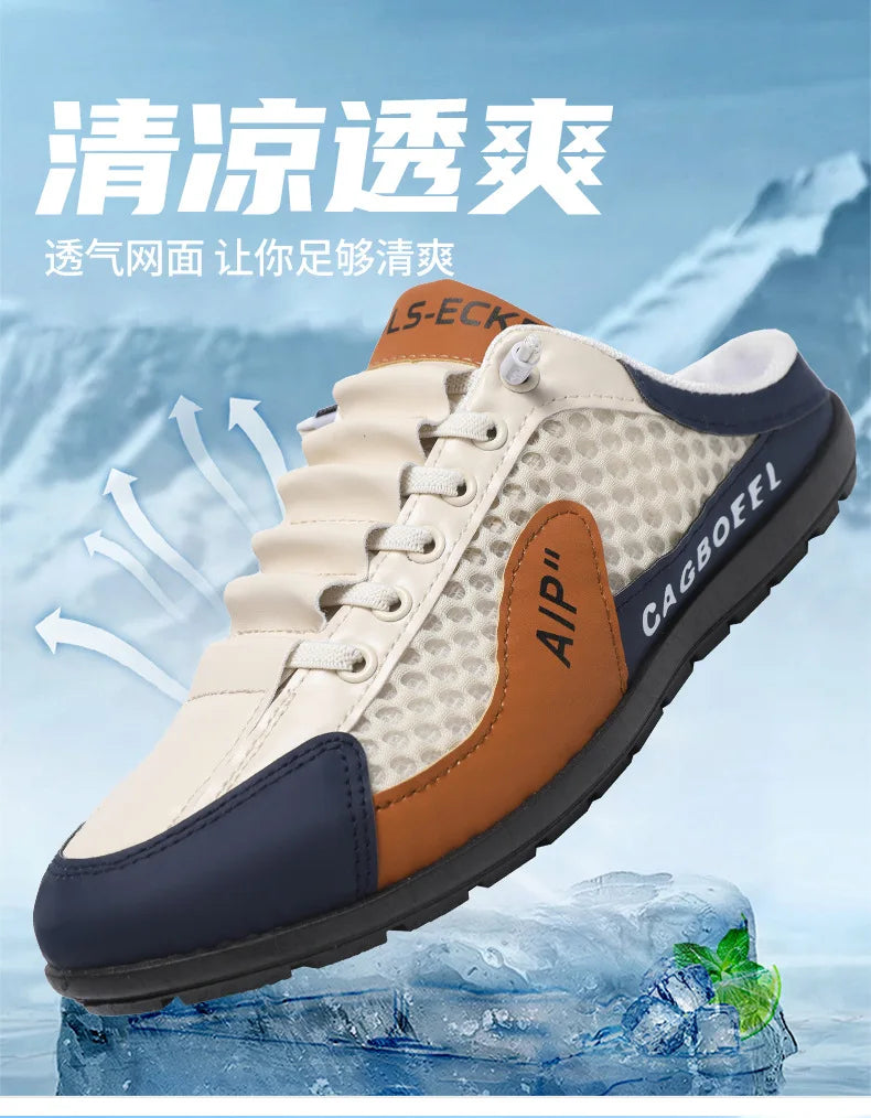 Men's Fashion Soft-soled Half Slippers Men Summer Trendy Bottom Casual Shoes Breathable Slip-on Shoes Sneakers Zapatos De Hombre