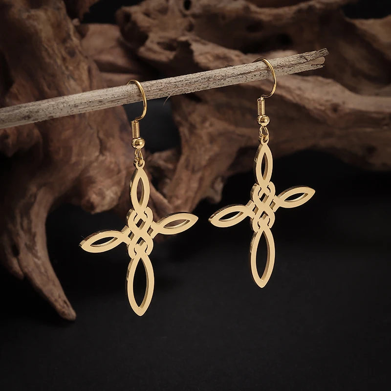 Geometric Heart Shaped Sun Pendant Earrings Stainless Steel Women's Earrings Fashion Charm Hip Hop Trendy Wedding Jewelry