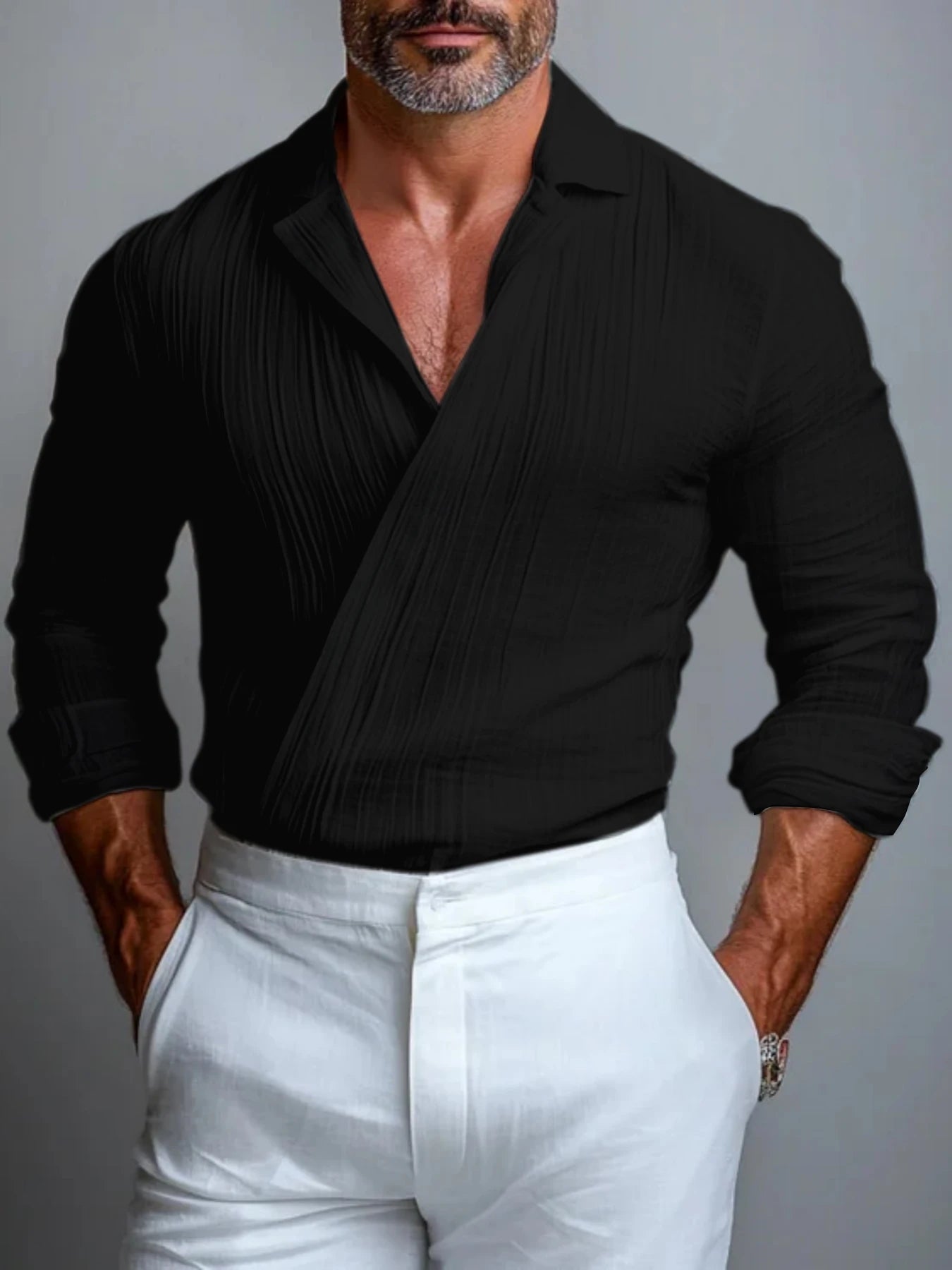 Shirt Men Cotton Linen Hawaiian Shirts Long Sleeve Placket Button Down Tops Breathable Spring Autumn Men's Shirt