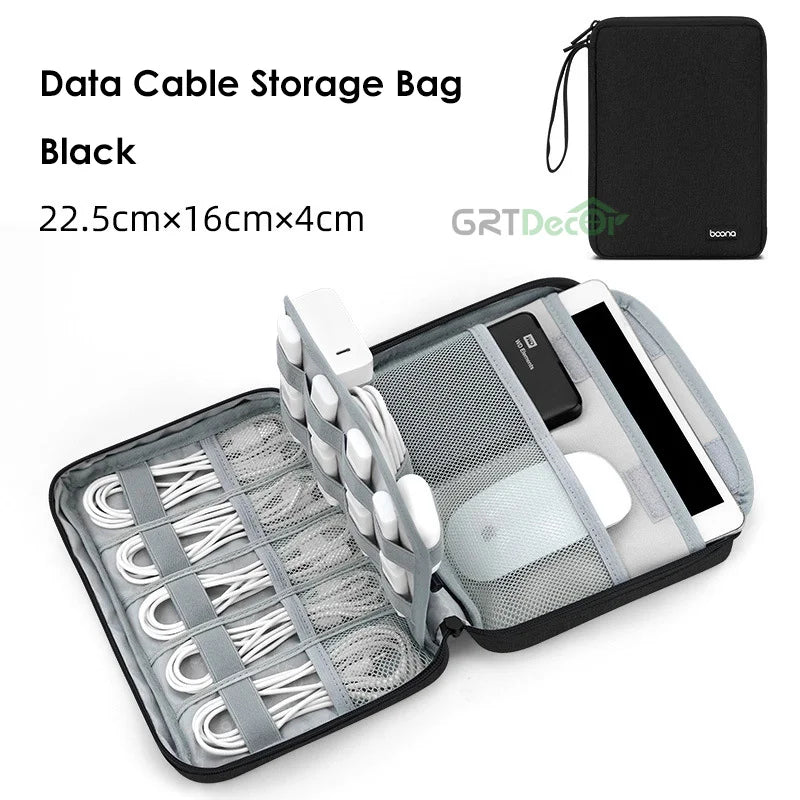 Electronics Protective Storage Bags for Cable Organizer Bag Handheld Tech Pouch for Tablet Phones & Power Banks Organizador Case