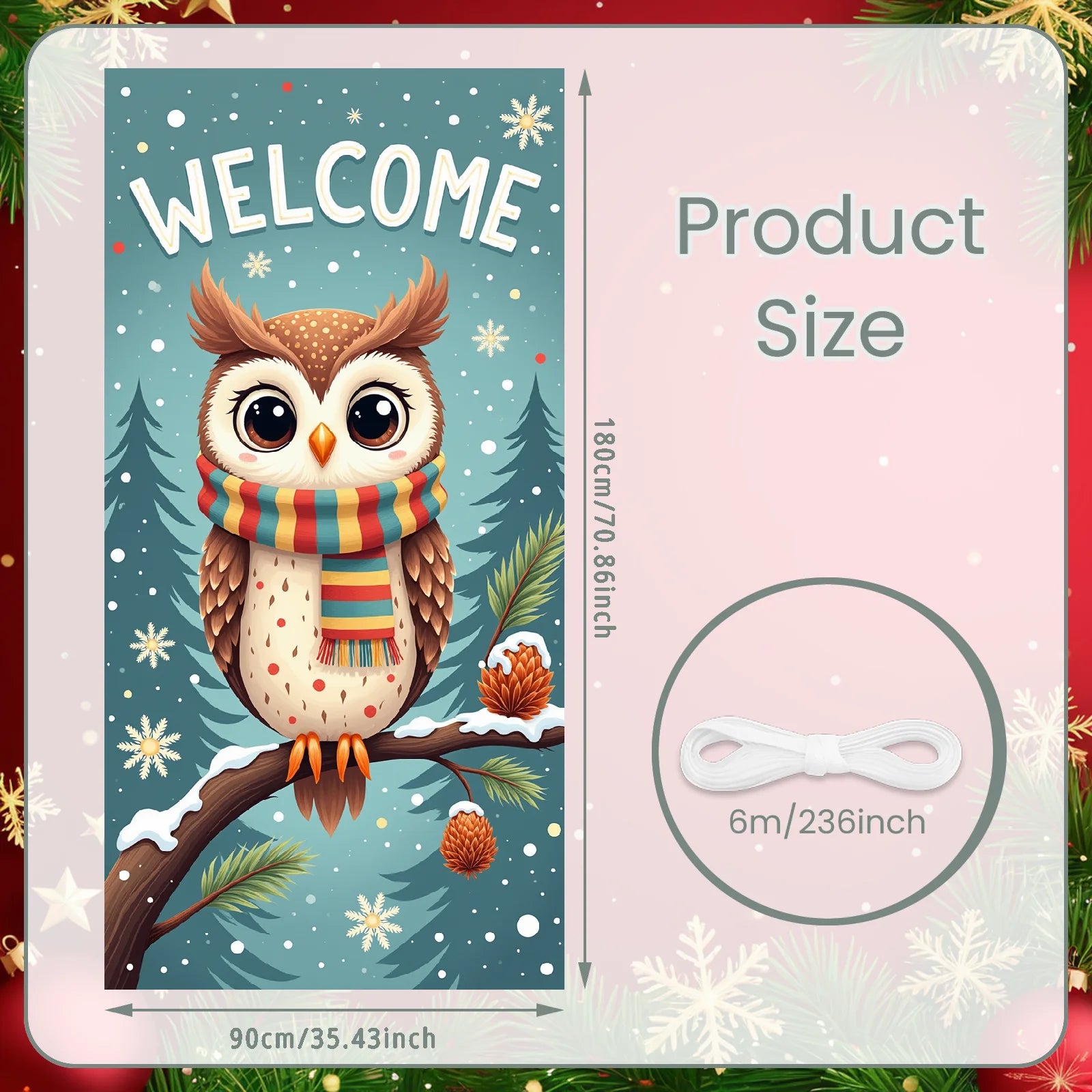 Winter Scene Welcome Banner Snow Forest Bird Art for Home Decor  Decoration Winter Party Christmas Navidad New Year Decor 2026