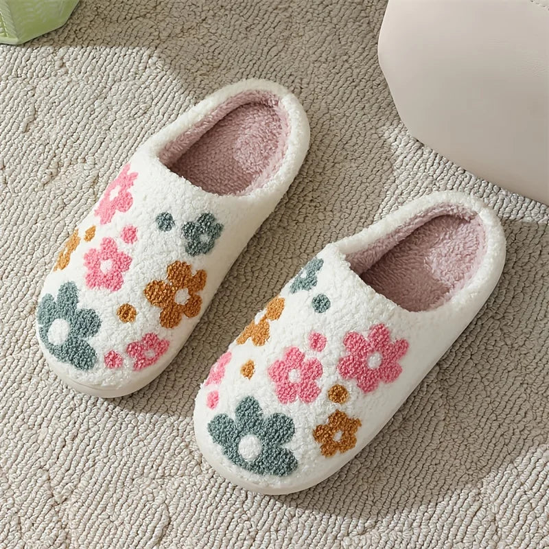 [Women's Flower Slippers] Women's Flower Slippers Winter Home Warm Slippers Home Couple Slippers