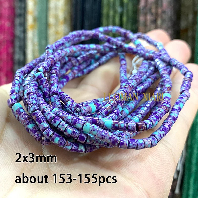 Natural Stone Purple Blue Sea Sediment Jasper Turquoise Abacus Square Spacer Beads for Jewelry Making DIY Bracelet Accessories