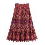 Women Embroidery Hollow Out Suit 2025 Summer Casual Chic O-Neck Fashion Sleeveless Top Long Skirt Fashion Suit