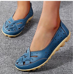 Women Flats Genuine Leather Fashion Soft Shoes Women Hollow Designer Shoes Slip On Ballet Flats Oxford Shoes Woman Plus Size