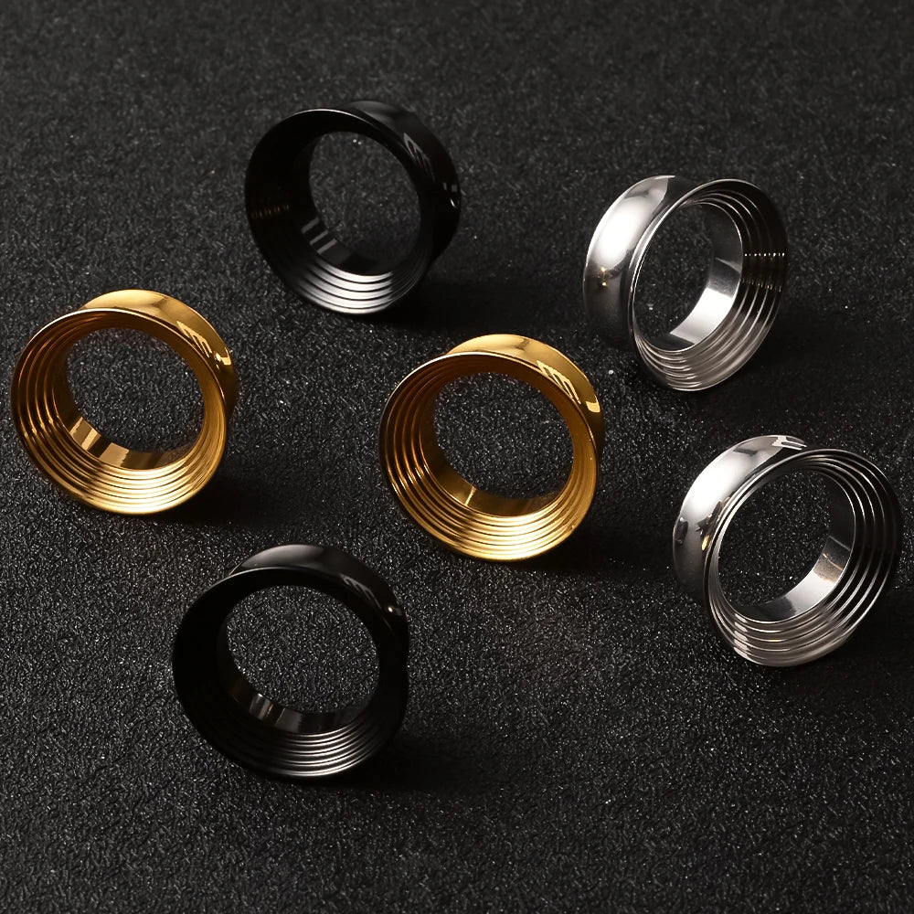 Doearko 2PCS Classic hollow spiral gauges Ear Plugs Tunnels Stainless Steel Ear Gauges Body Piercing Jewelry for women/men