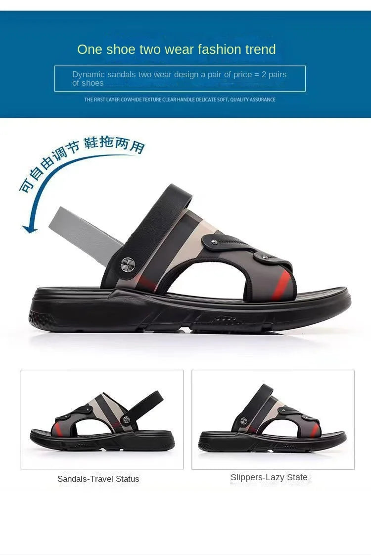 High-end Men's Sandals New Summer Sandals Men's Wear-Resistant Non-slip Soft Sole Outdoor Dual-purpose Sandals