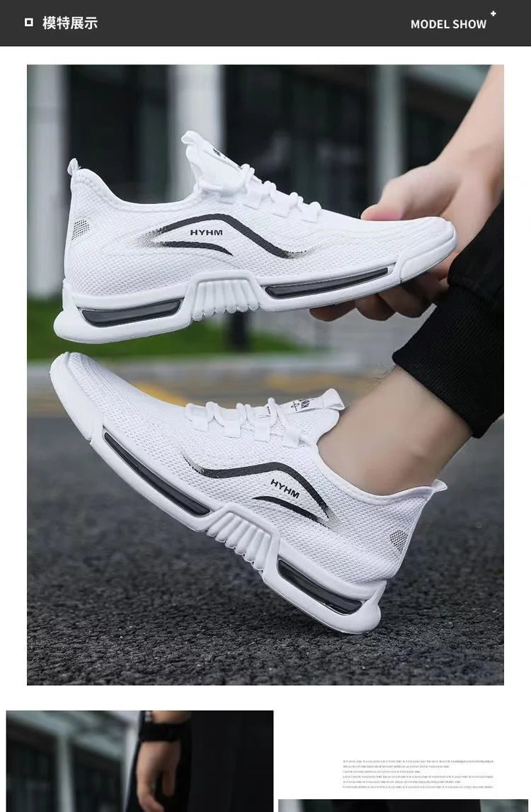 Men's sports shoes 2025 summer new sports trendy shoes anti slip casual running shoes breathable and comfortable white shoes