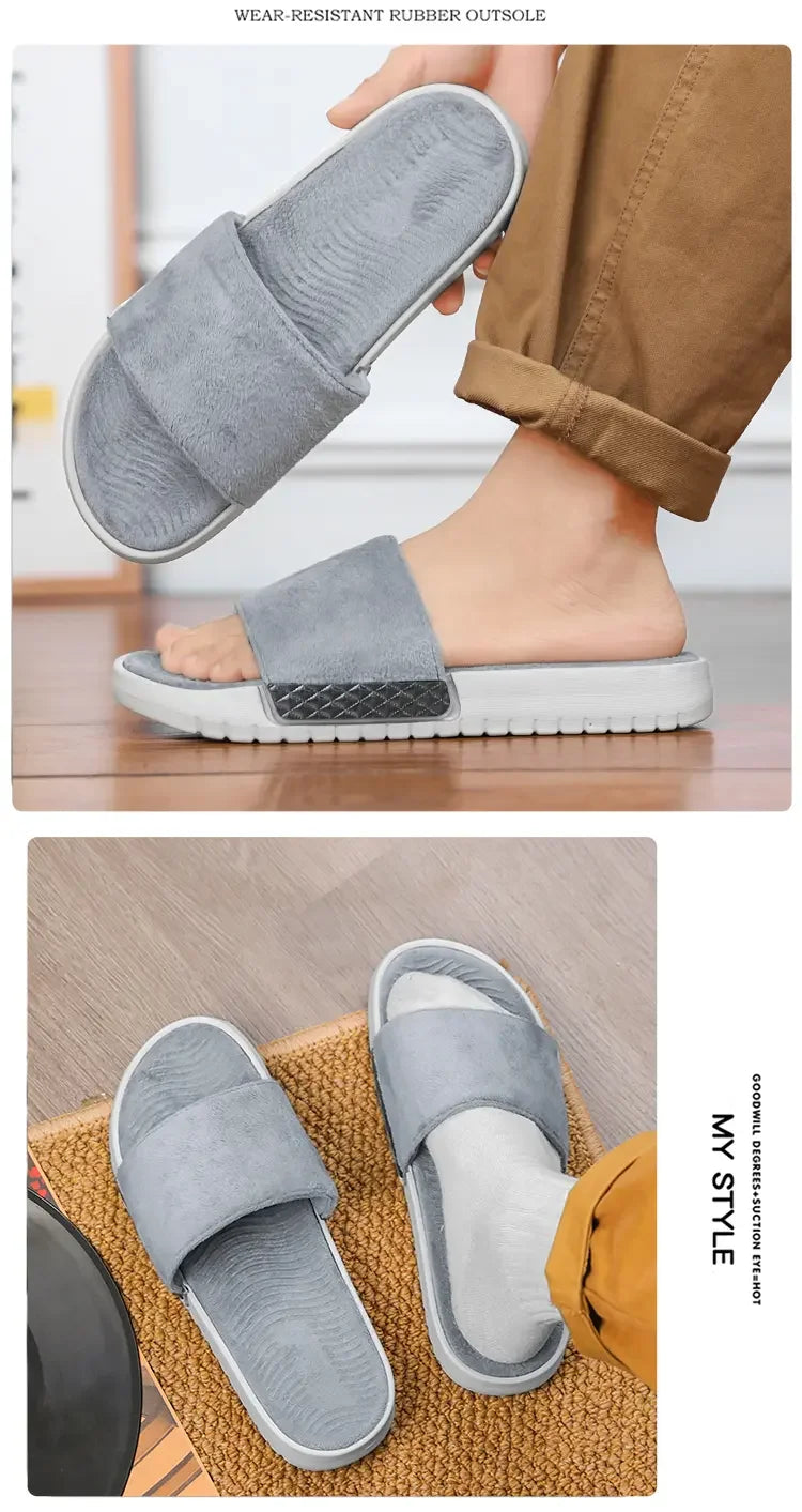 Men's Slippers for Home in Solid Colors Flat Heels Low Cuffs Convenient To Wear Spring and Summer Soft-soled Anti-slip Slippers