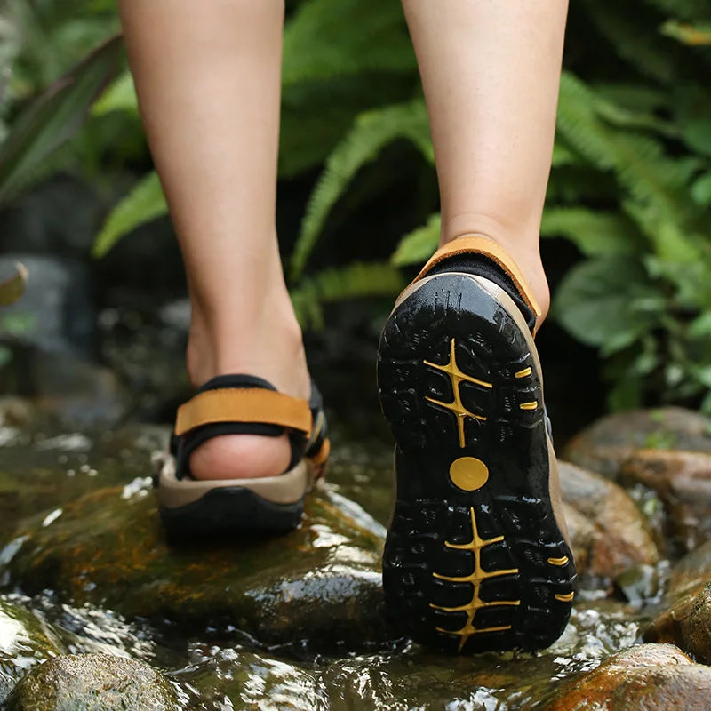 Men's Comfortable Beach Sandals Handmade Genuine Men's Shoes Fashion Men‘s Sneakers Sale Summer Men's Sandals Outdoor Non-slip