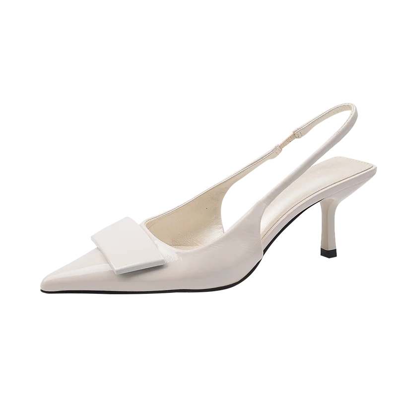 Womens Leather Slippers High Heels Shoes Party Pumps Woman Summer Sandals Women High Heel Slingback Sandal Shoes