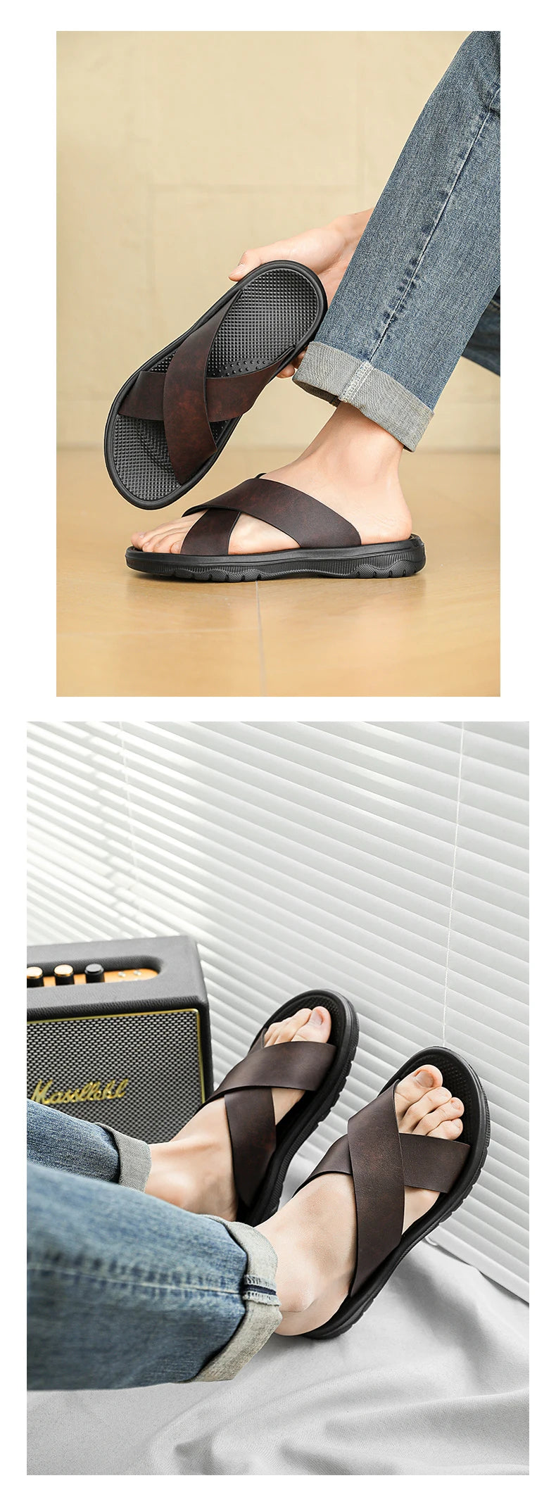 Men's Slippers 2025 Summer Large Size Outdoor Beach Casual Sandals Trend Men Shoes Flat Non-slip Comfortable Shoes Zapatillas