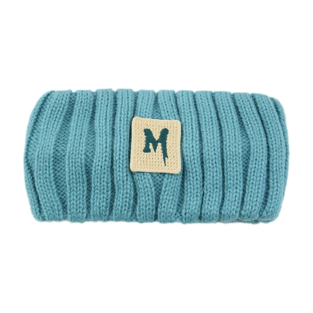 Winter Warm Letter Embroidery Headband For Women Handmade Solid Color Elastic Knitting Wool Turban Bandage Hair Accessories
