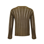 Mens T Shirts New Fashion Woven Solid Color Mesh Top Knit Slim Shirt Long Sleeve Sexy T-shirt Bottoming Streetwera Men