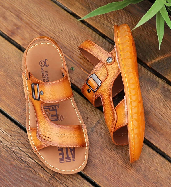Slippers Shoes for Men Man Sandals Flat Genuine Leather Open Beach Indoor Ankle Wrap Number 41 Pvc V Daily Use New Fashion Eva