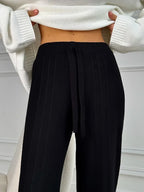 Black Knitted Pants Fashion Comfort Thick Warm Cashmere Women's Pants 2025 Autumn and Winter New Wide Leg Pants for Women