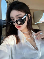 2025 Summer New Women's Sunglasses With Large Face And Slimming Sunscreen And Uv Protection Uv400 Sunshade Sunglasses