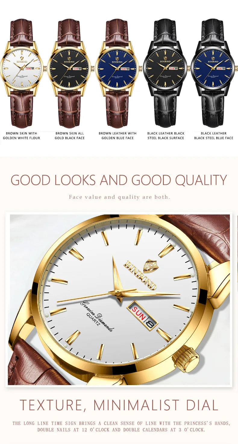 Man Watch Top Luxury Brand Couple Watch For Women Men Waterproof Clock Male Calendar Quartz Wrist Watches Leather Strap Ladies