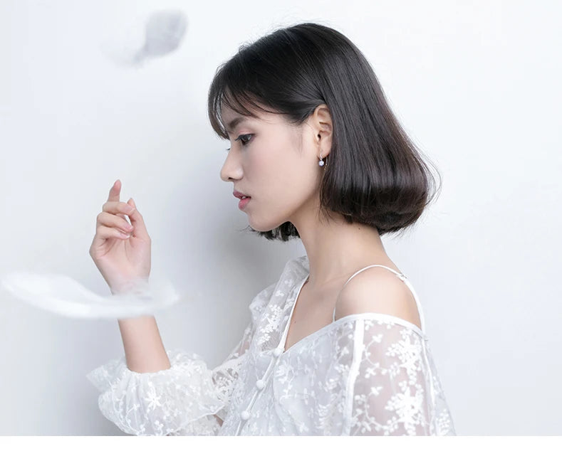 Modian New Blue Crystal Round Eyes Dangle Earrings for Women 925 Sterling Silver Gold Color Fashion Party Jewelry Gifts