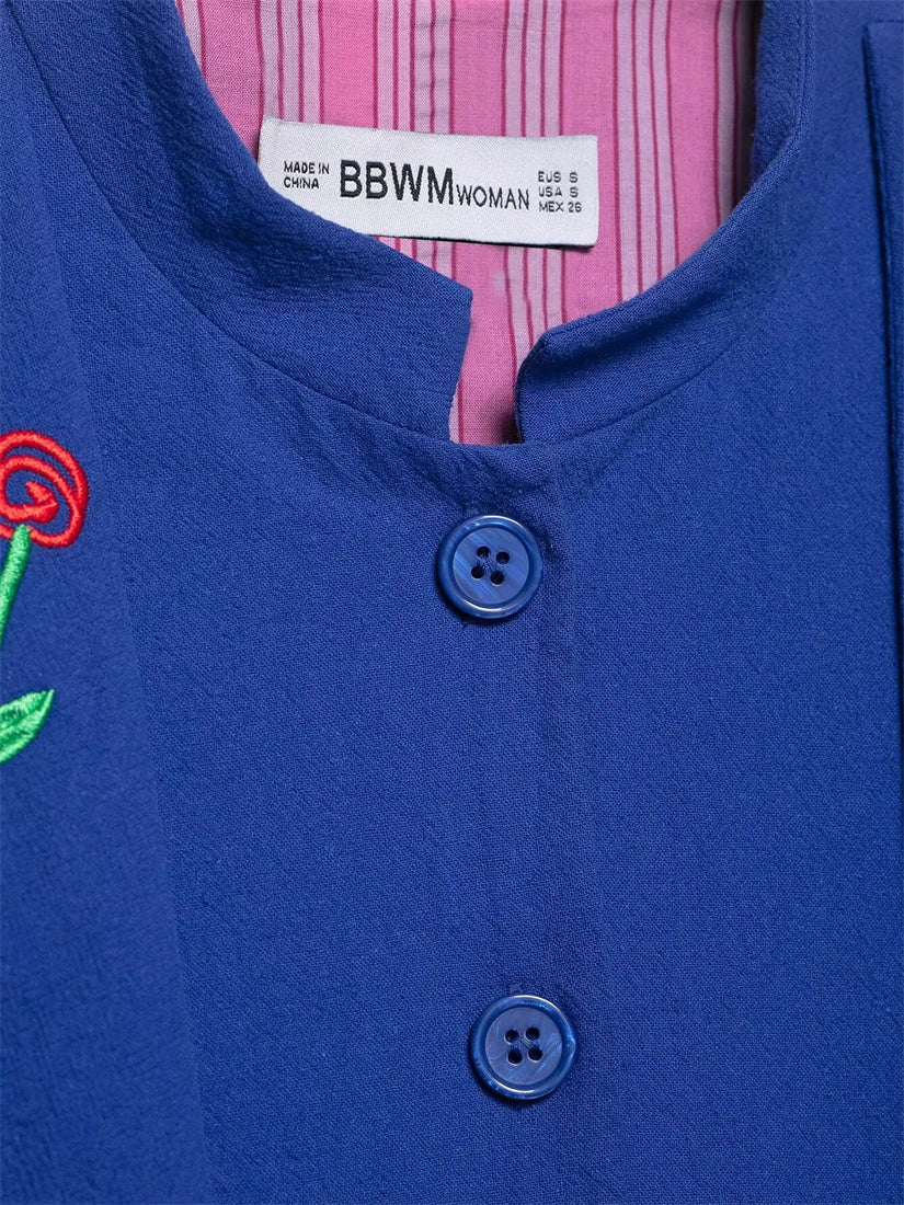 Women's Embroidered Hooded Jacket Long Sleeve Button up Top New Fashion Design