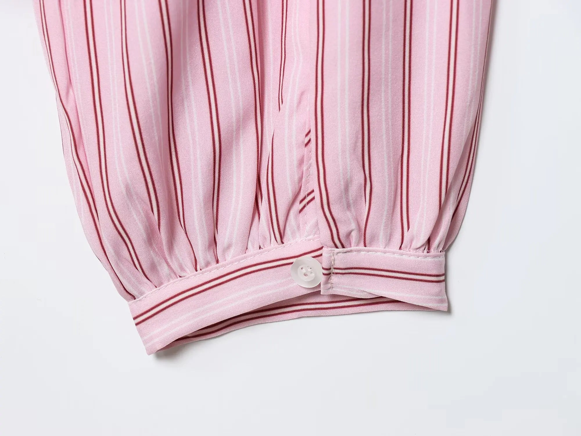 Women Striped Printed Lace-Up Shirt With Bow New Puff Long Sleeves V-Neck Hollow Out Blouses Sweet Ladies Fashion Tops