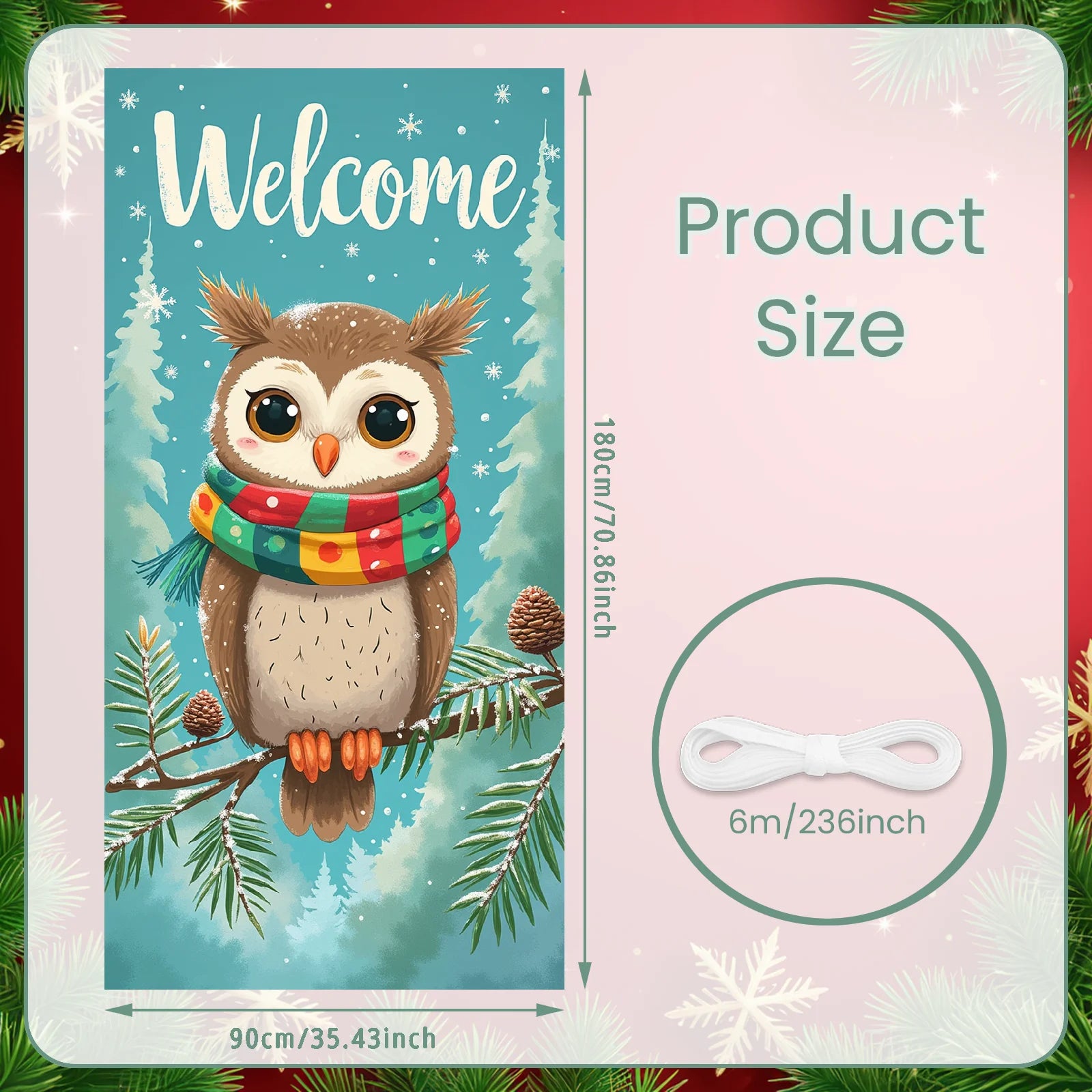 Winter Scene Welcome Banner Snow Forest Bird Art for Home Decor  Decoration Winter Party Christmas Navidad New Year Decor 2026