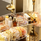 Clear Acrylic Makeup Layered Storage Box Dressing Table Cosmetic Lipstick Finishing Grid Box Desktop Drawer Storage Compartment