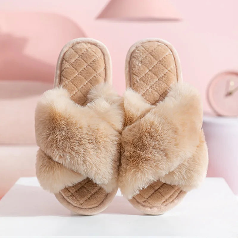 Women Slippers New 2023 Fur Indoor Fashion Woman Shoes Daily Vacation Shoes Ins Style Footwear Size 36-41