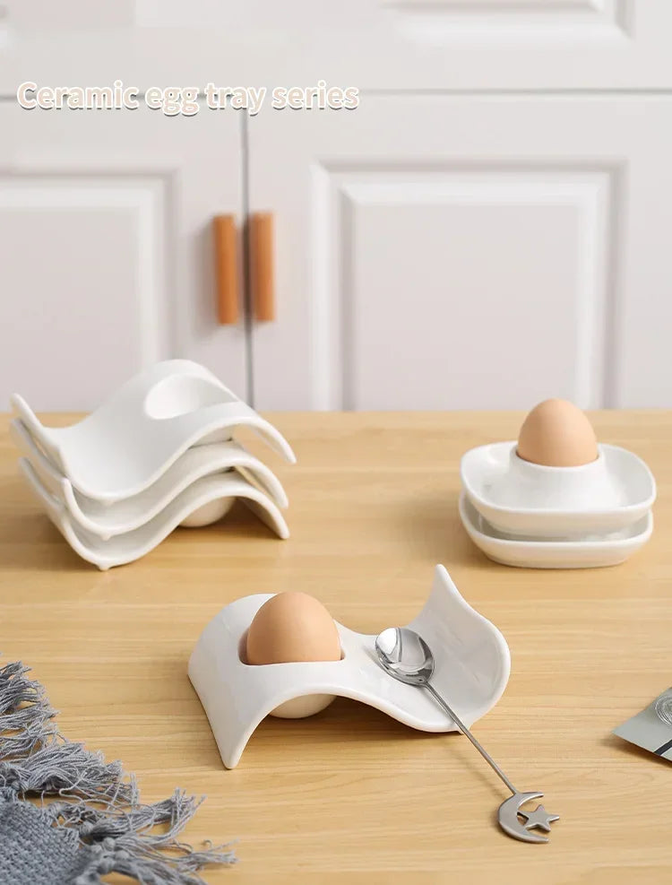 Kitchen Supplies Egg Tray Egg Rack Household Ceramic Tableware Supplies Egg Tray Egg Tray Breakfast Household Refrigerator