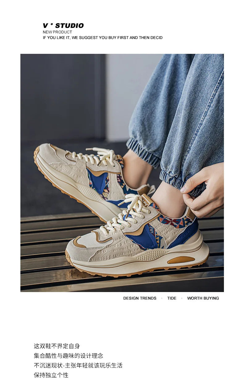 Men's Shoes 2025 Spring New Casual Versatile Comfortable Fashion Trend Niche Non-slip Wear-Resistant Retro Sneakers