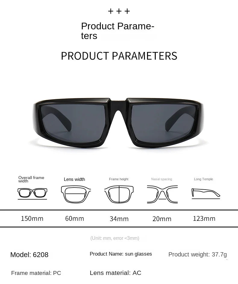 Future Science Technology Sense Sunglasses Men Women Concave Shape Sun Glasses Cool Punk Style Pair Summer Sports T206