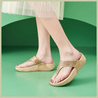 Women's Sandals Summer  Casual Non-Slip Suede  Diamond Soft Platform Wedge Flip Flop Walking Beach Slippers Shoes Woman
