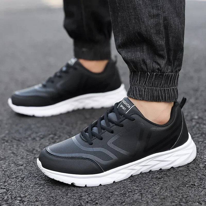Men's Shoes Summer Men Sneakers Comfortable Classic Casual Flat Shoes Outdoor Walking Sport Black Shoe Man PU Leather Masculino