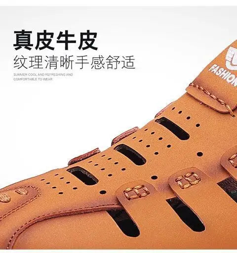 Men Sandals Leather 2024 Summer Breathable Casual Shoes for Man Slip on Clogs Outdoor Walking Shoes Non Slip Hand Made Sandalias